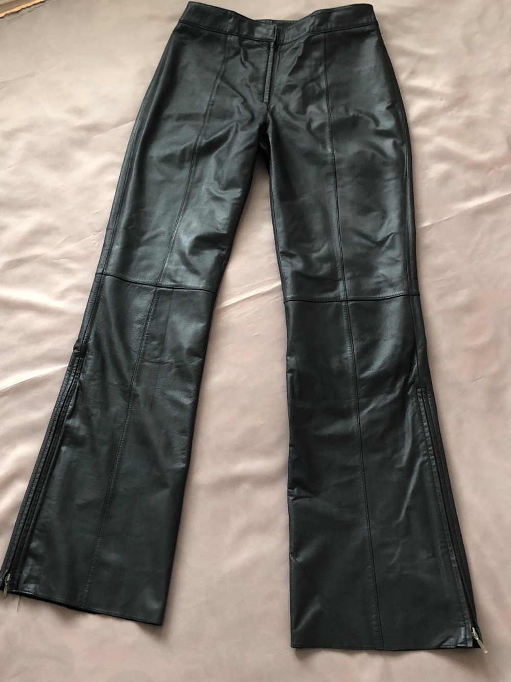 Danier Tall Black Leather Trousers With Zippers